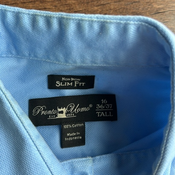 Men's Pronto Uomo Light Blue Button-Up Shirt | Business Casual | Office | - Picture 5 of 7